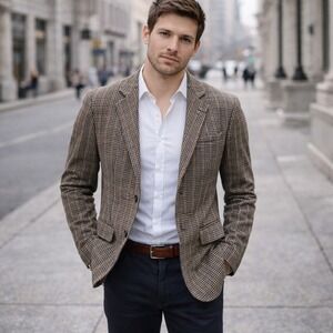 Vintage eclectic grandpa multi-color houndstooth triple button blazer size‎ 10